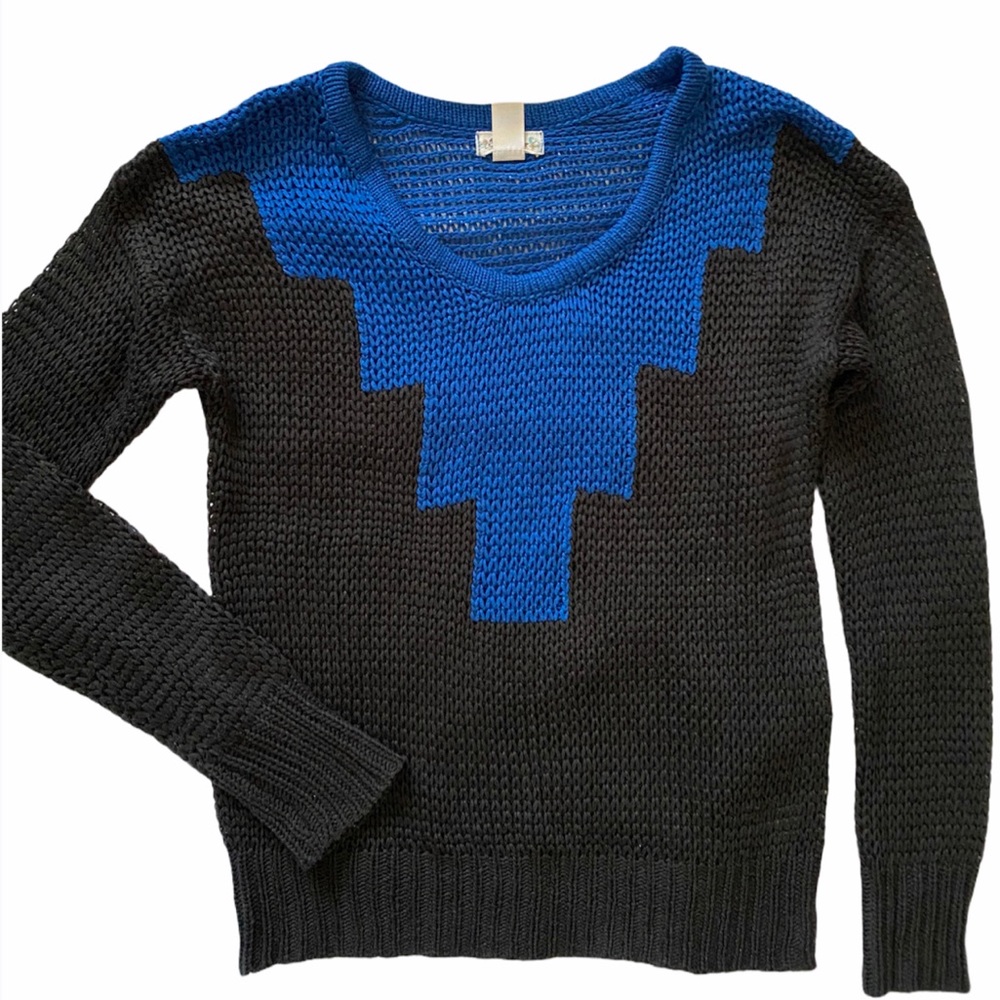 Black Knit Sweater w/Color Block Detail